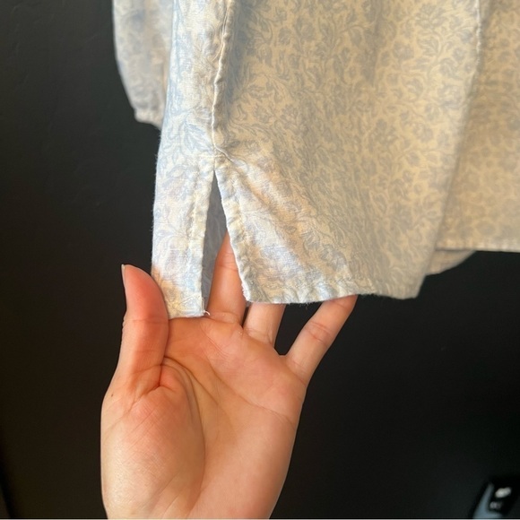 JOlE Long Sleeve Blouse Embroidered Floral Blue and White Linen Top Size:S - Picture 4 of 10